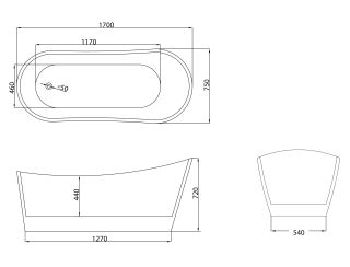 Акриловая ванна Grossman Galaxy GR-2102 170x75см белый глянцевый